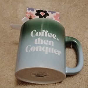 Gradient 22oz Coffee Mug - Green and Blue w/Flower Colored Journal and Gold Pen